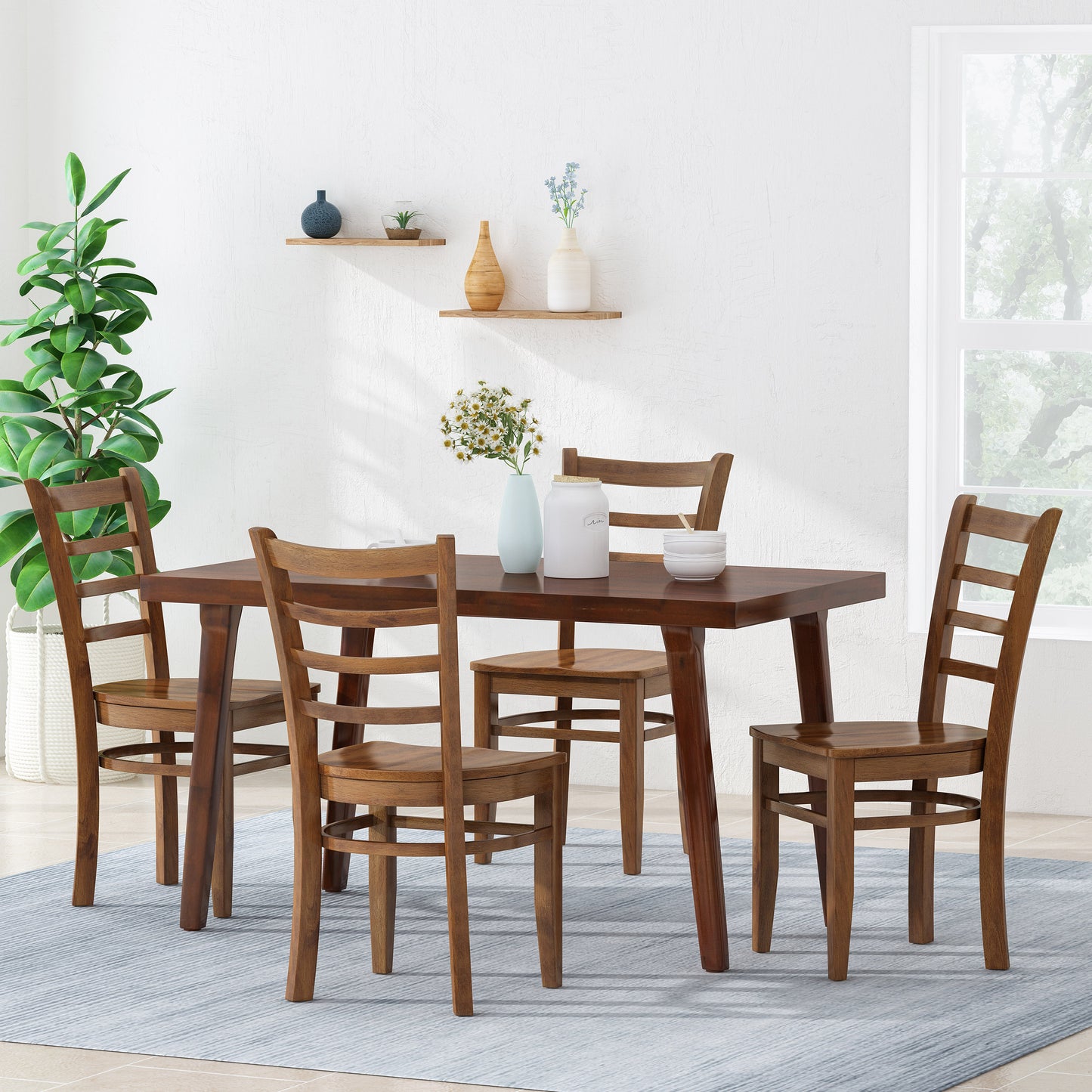 Wagner Farmhouse Wooden Dining Chairs (Set of 4)