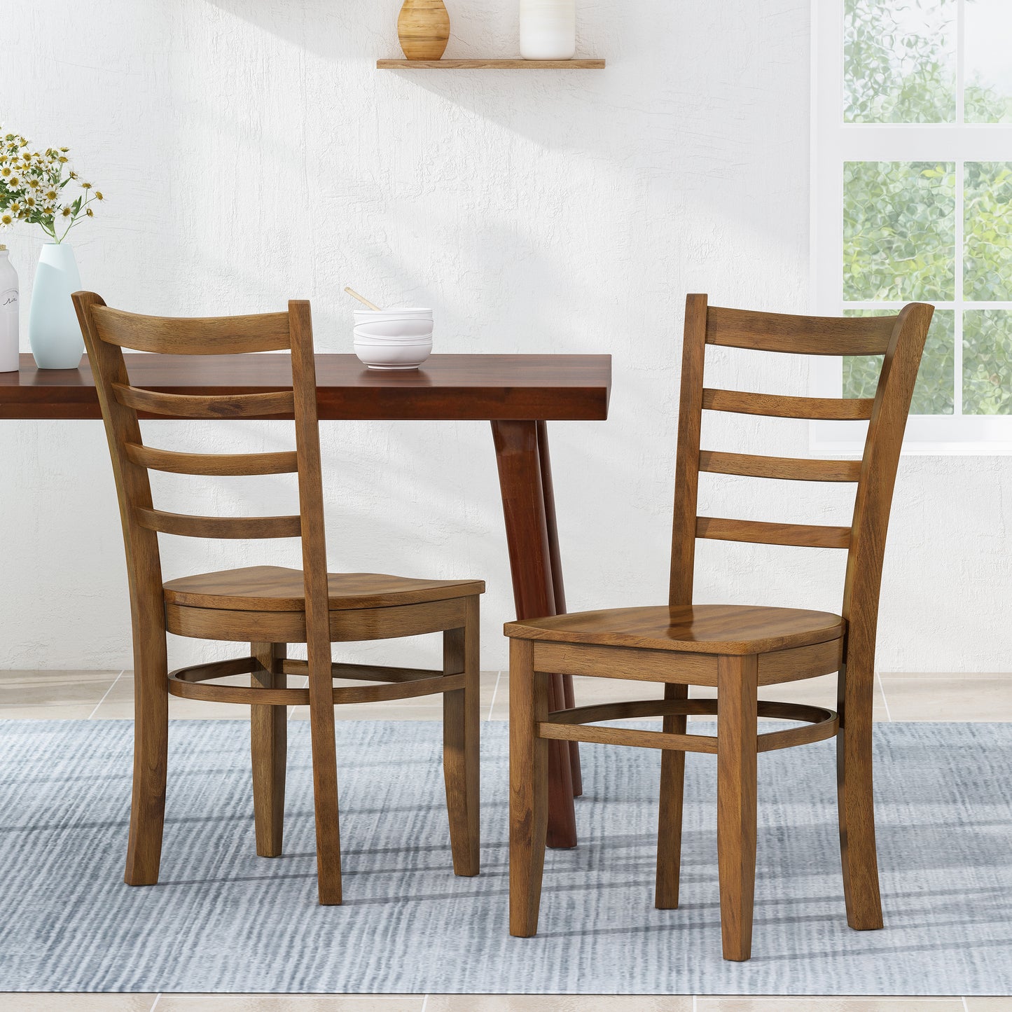 Wagner Farmhouse Wooden Dining Chairs (Set of 2)