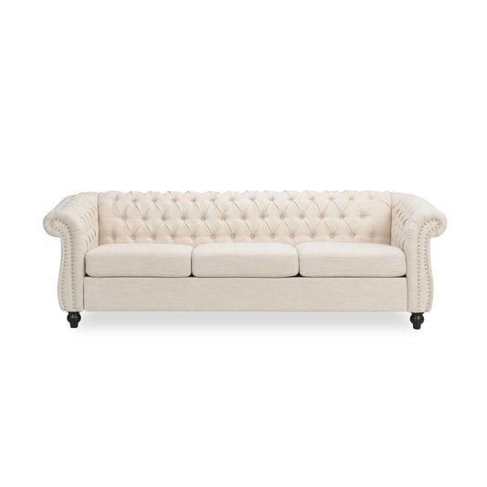 Adetokunbo Tufted Fabric Chesterfield 3 Seater Sofa