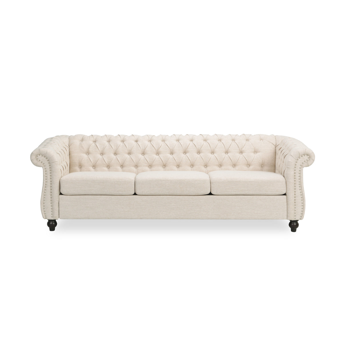 Adetokunbo Tufted Fabric Chesterfield 3 Seater Sofa – GDFStudio