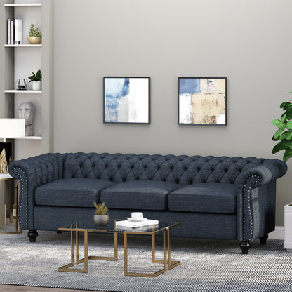 Adetokunbo Tufted Chesterfield Fabric 3 Seater Sofa