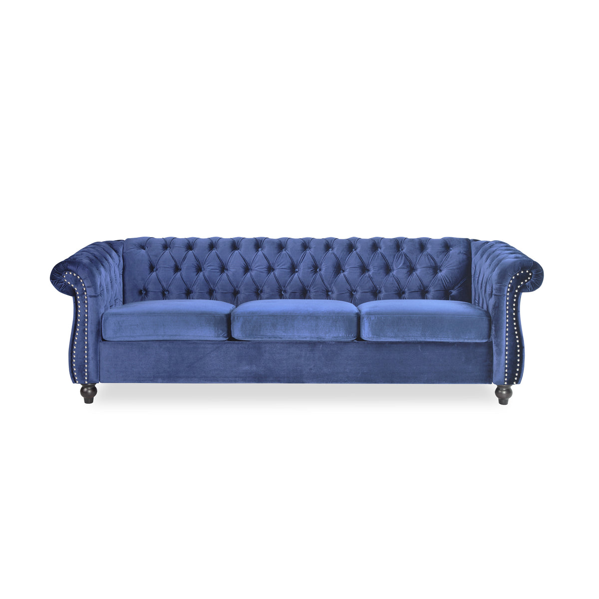 Adetokunbo Tufted Velvet Chesterfield 3 Seater Sofa – GDFStudio