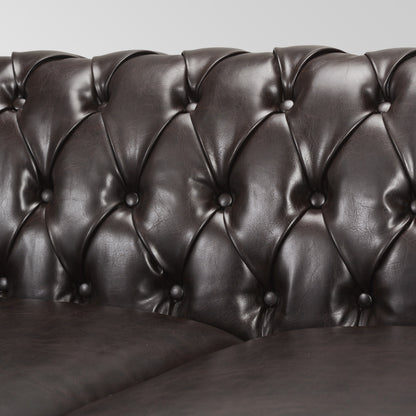 Adetokunbo Tufted Leather Chesterfield 3 Seater Sofa