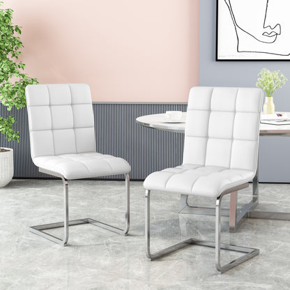 Benner Modern Upholstered Waffle Stitch Dining Chairs, Set of 2