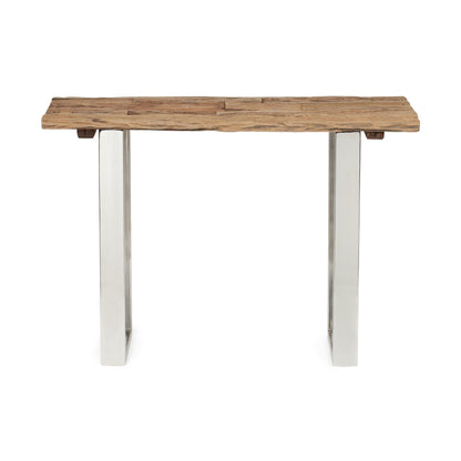 Breklyn Rustic Glam Console Table with Raw Wood Tabletop