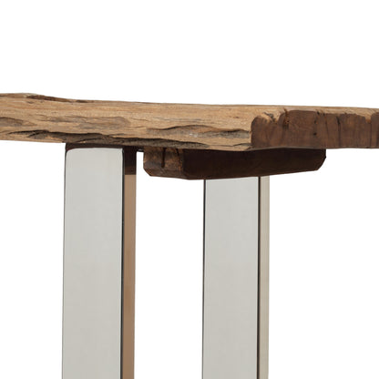 Breklyn Rustic Glam Console Table with Raw Wood Tabletop