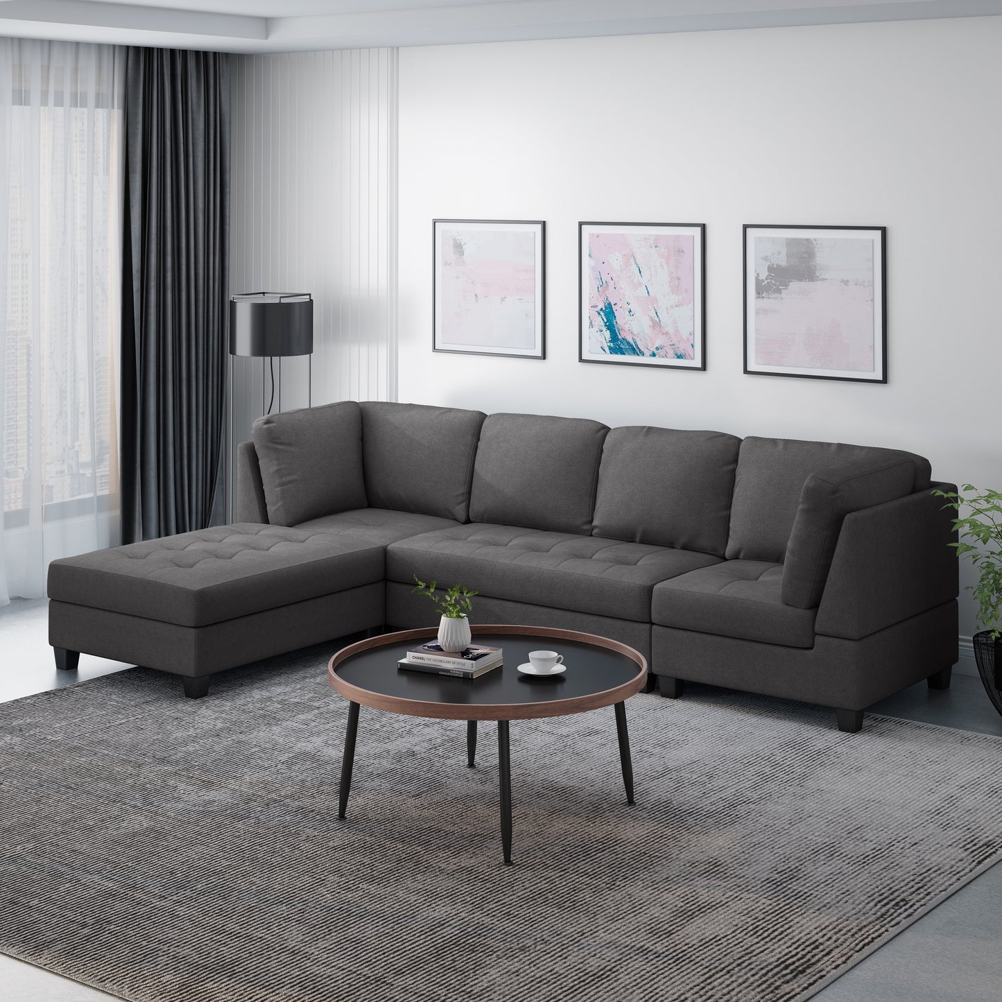 Ellawyn Contemporary 4 Seater Fabric Sectional
