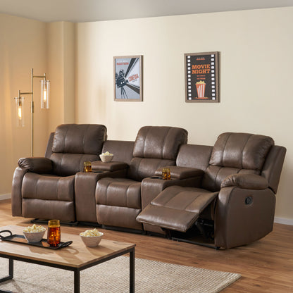Lunsford Contemporary Upholstered Theater Seating Reclining Sofa