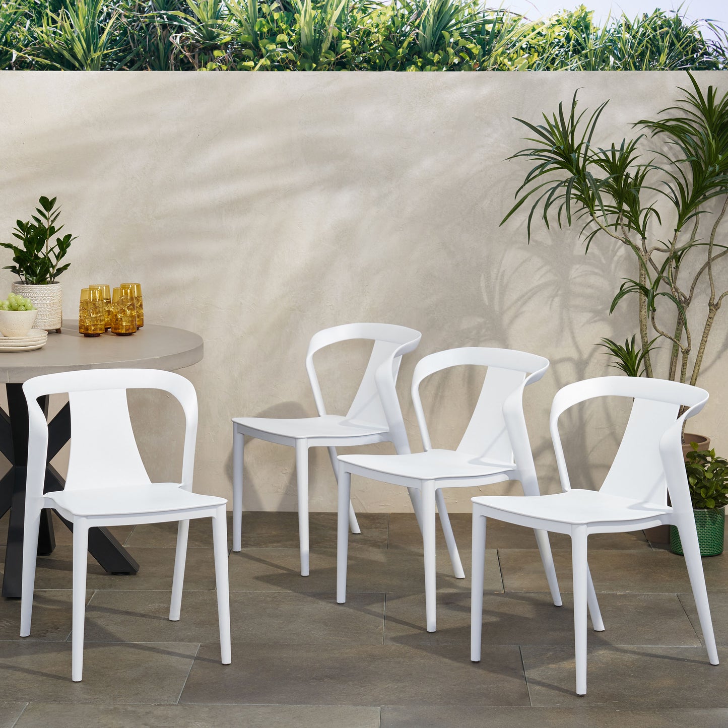 Janely Outdoor Stacking Dining Chair (Set of 4)