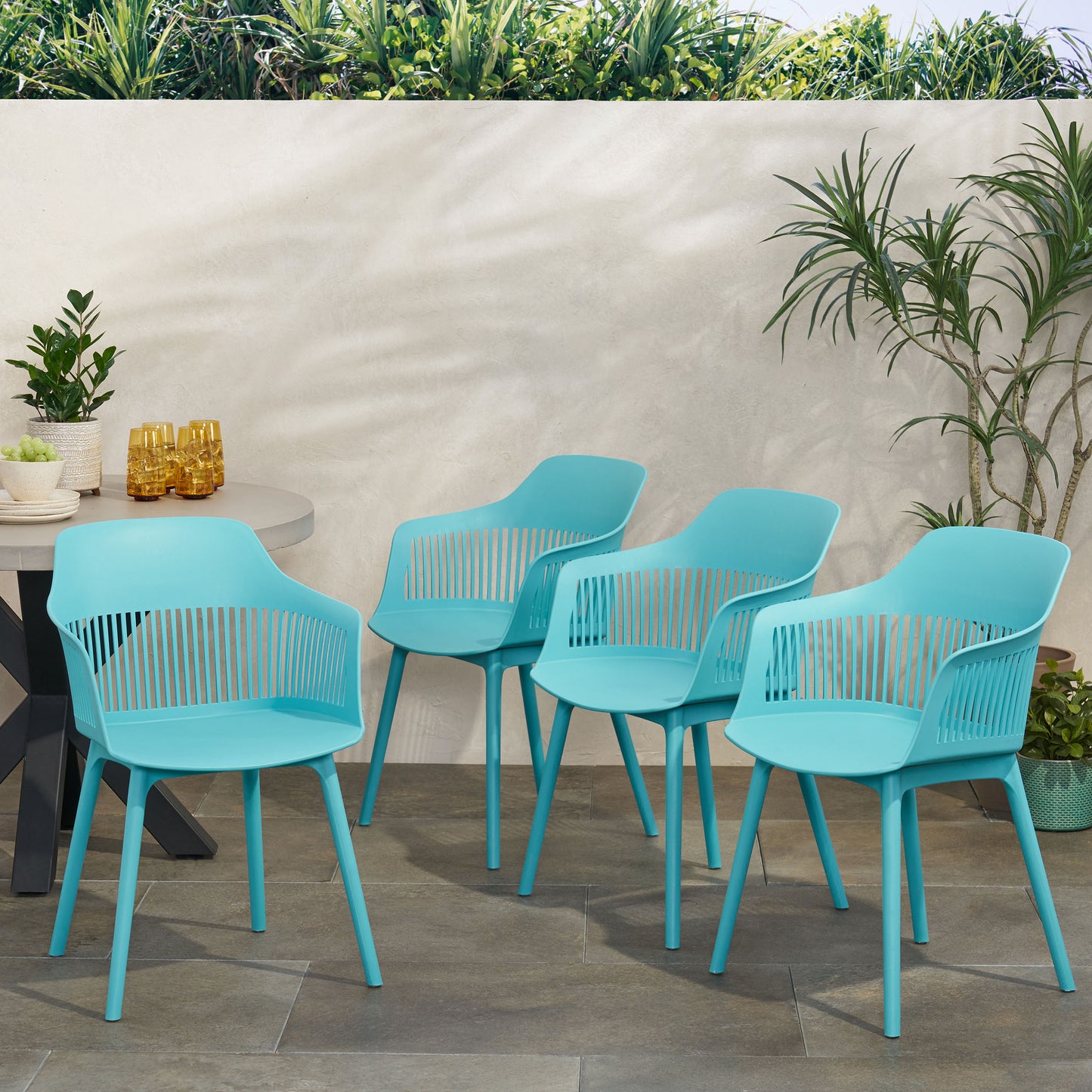 Irene Outdoor Modern Dining Chair (Set of 4)