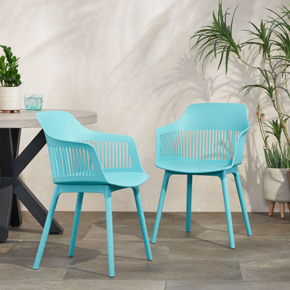 Irene Outdoor Modern Dining Chair (Set of 2)