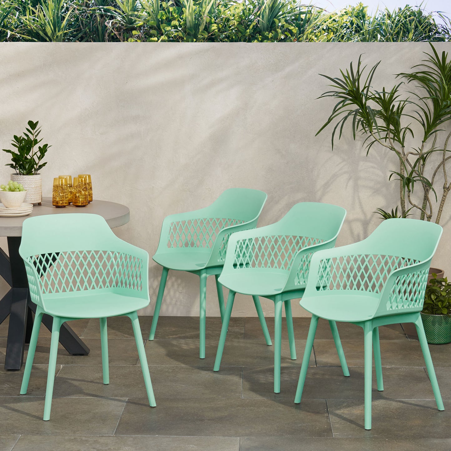 Airyanna Outdoor Modern Dining Chair (Set of 4)