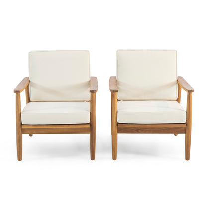 Emmry Outdoor Acacia Wood Club Chair, Set of 2