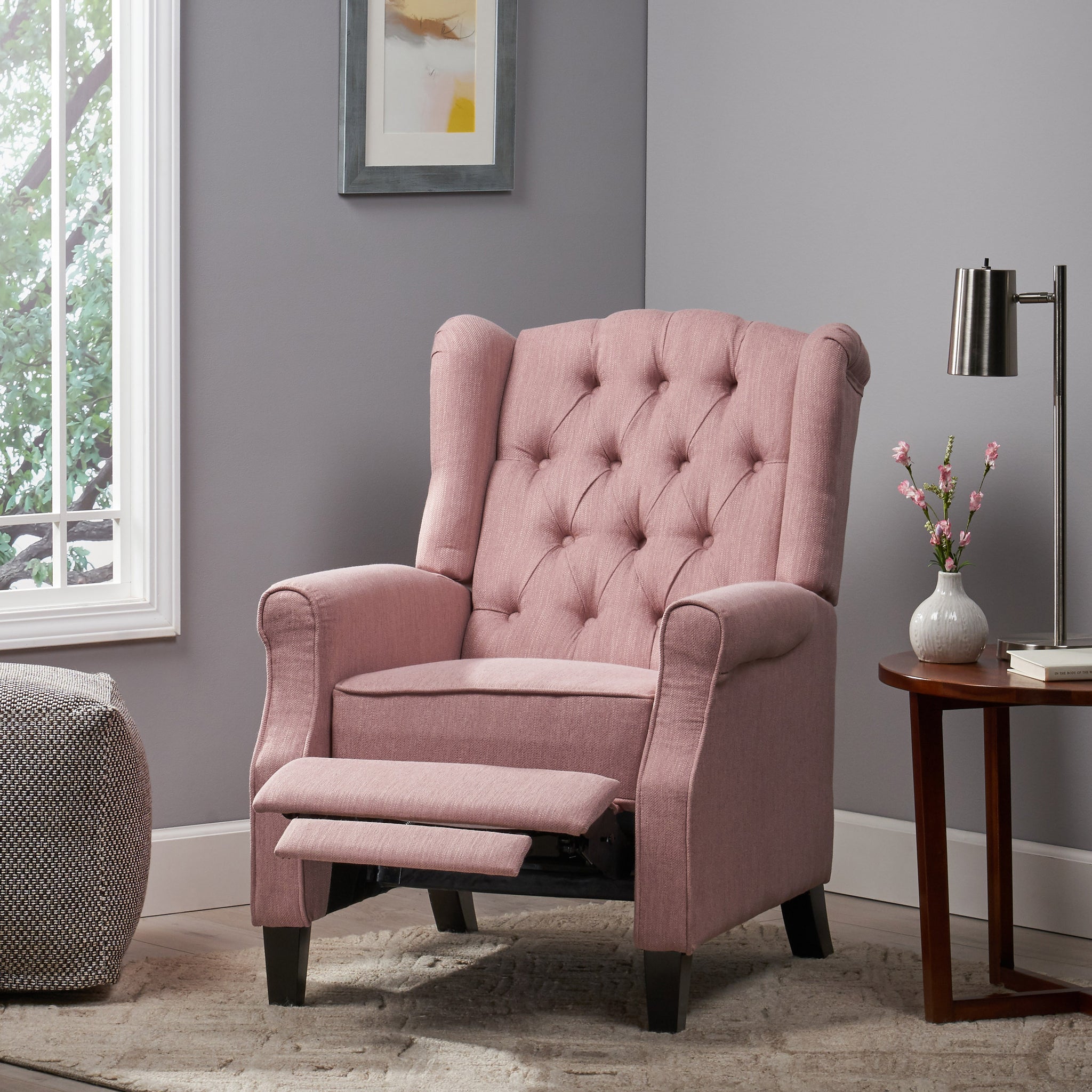 Breyon Contemporary Tufted Fabric Push Back Recliner – GDFStudio