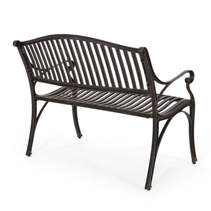 Stassi Outdoor Traditional Cast Aluminum Bench