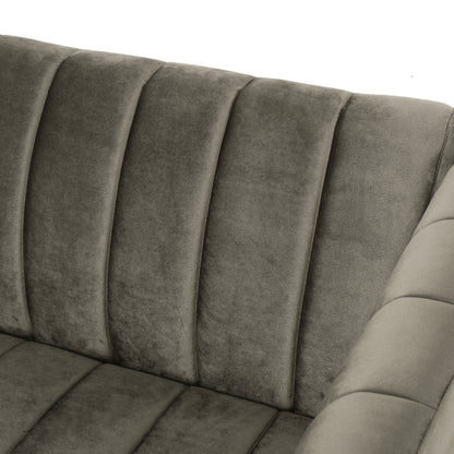 Masie Contemporary Channel Stitch Velvet 3 Seater Sofa