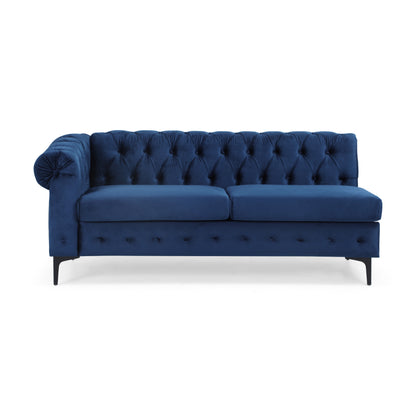 Juelz Contemporary Velvet 3 Seater Sectional Sofa with Chaise Lounge
