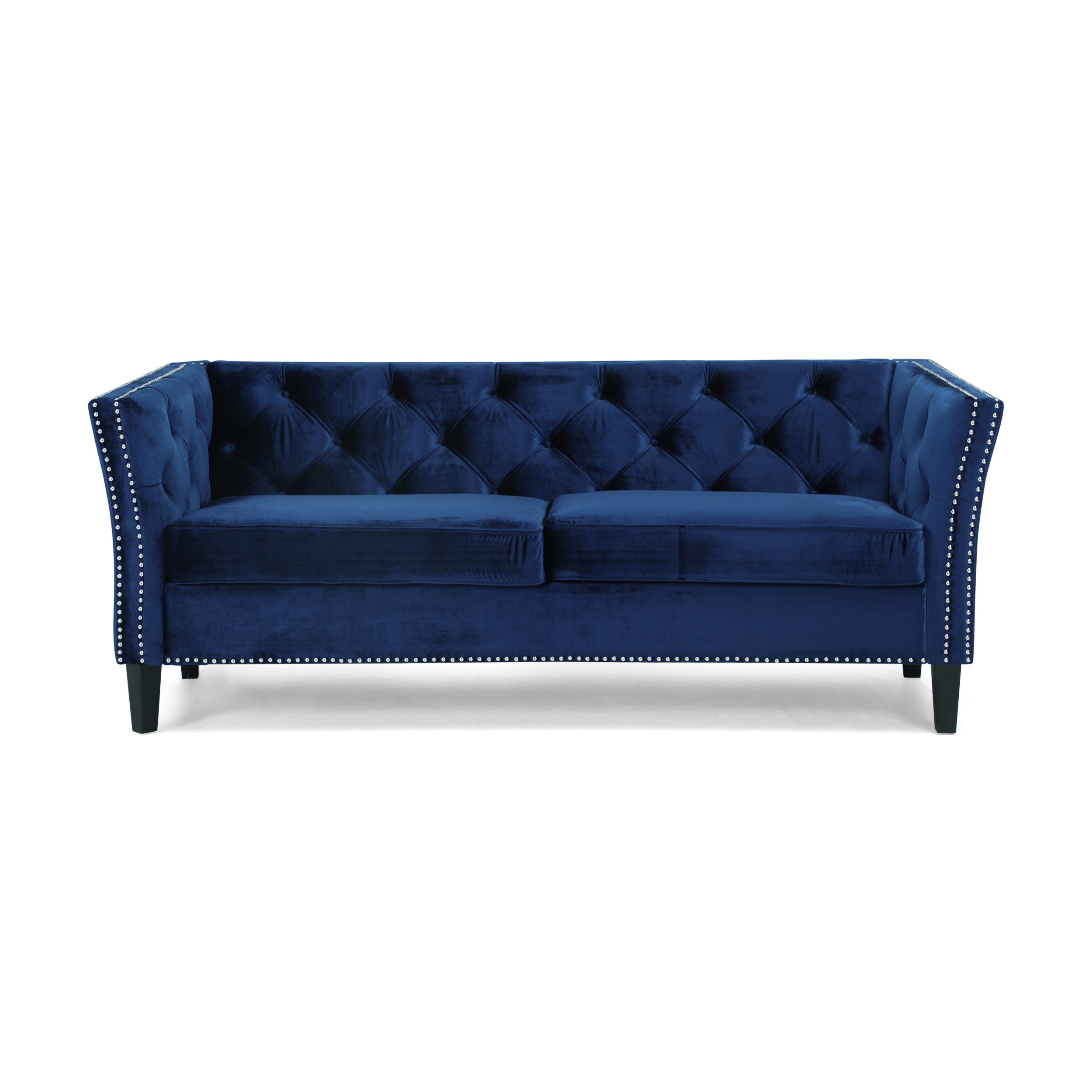 Navy velvet discount 3 seater sofa