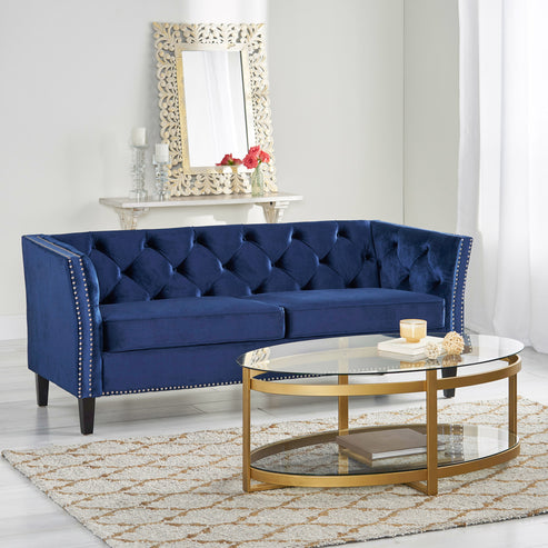 Alessio Contemporary Tufted Velvet 3 Seater Sofa – GDFStudio