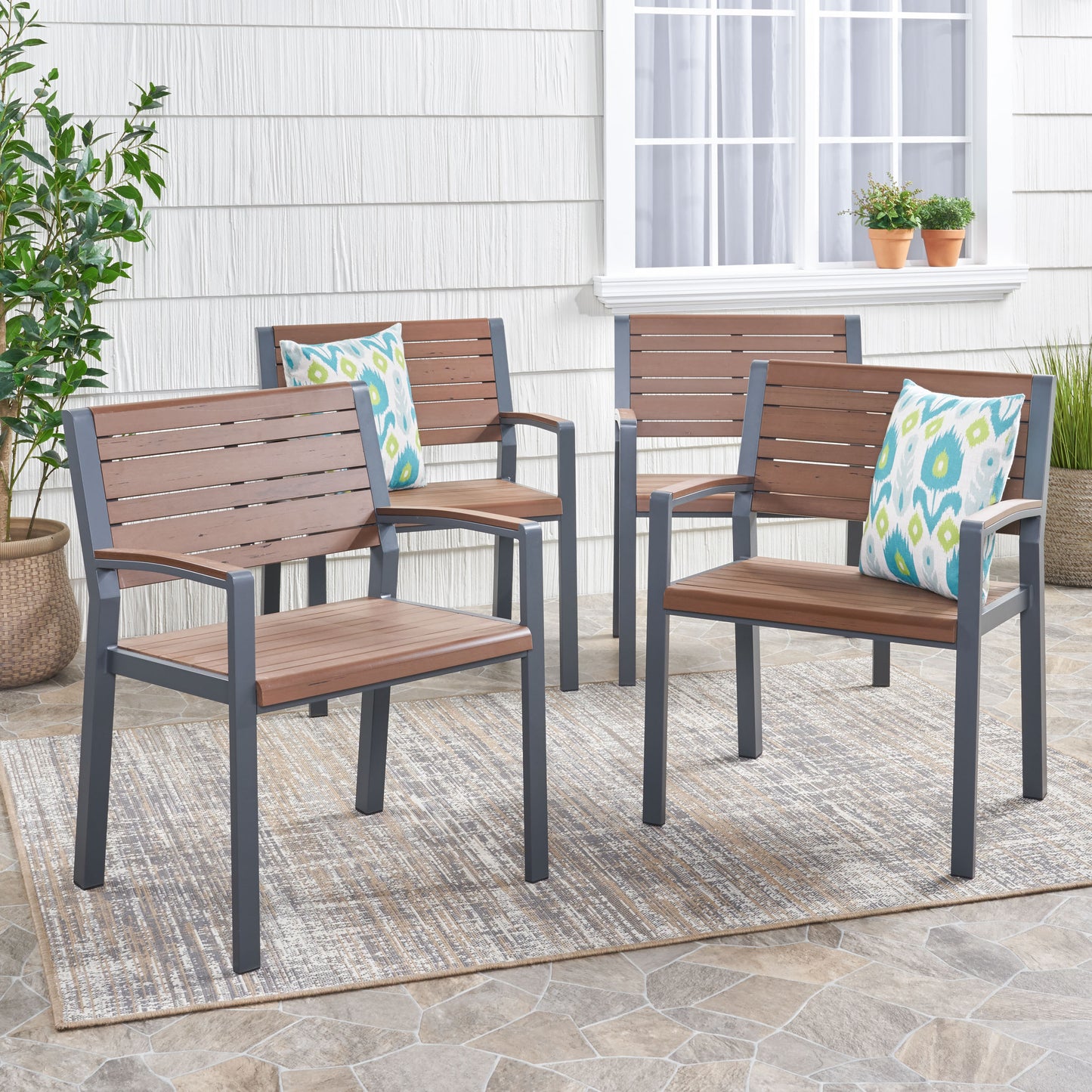 Trimble Outdoor Aluminum Chairs, Set of 4