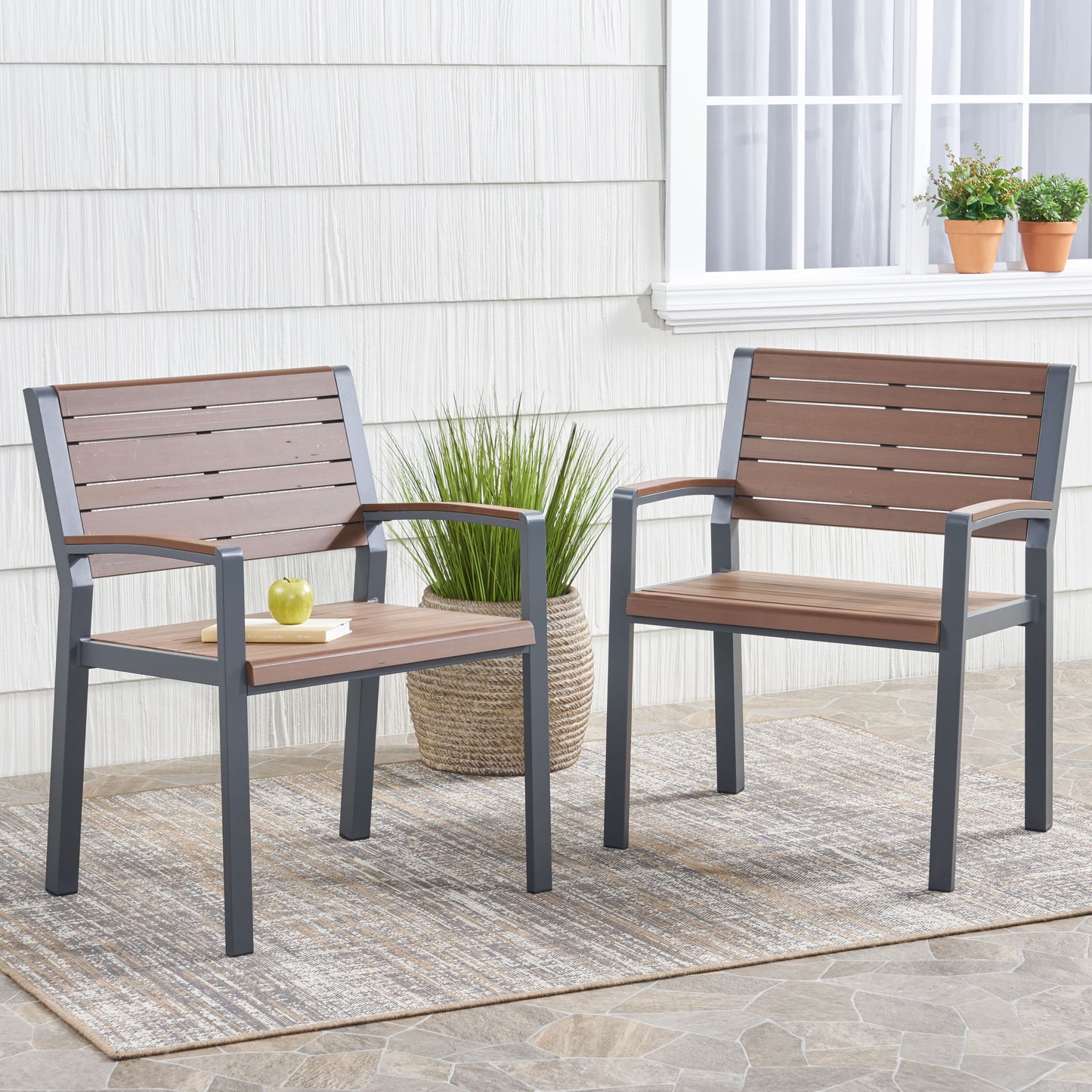 Trimble Outdoor Aluminum Chairs, Set of 2