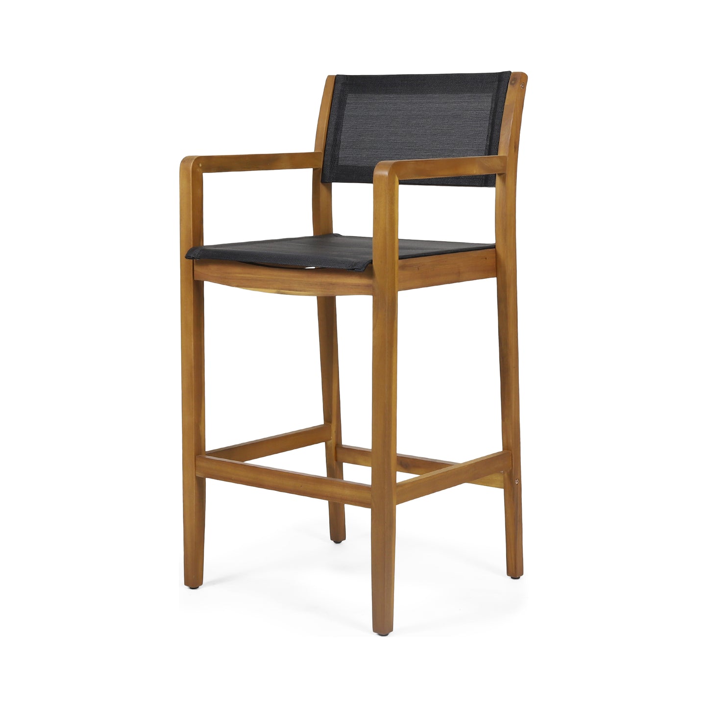 Daiquan Outdoor Acacia Wood Barstools with Outdoor Mesh (Set of 2)