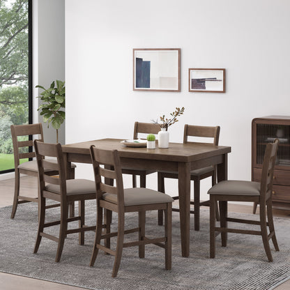Boughton Farmhouse Wood Counter Height 7 Piece Dining Set