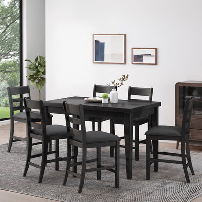 Boughton Farmhouse Wood Counter Height 7 Piece Dining Set