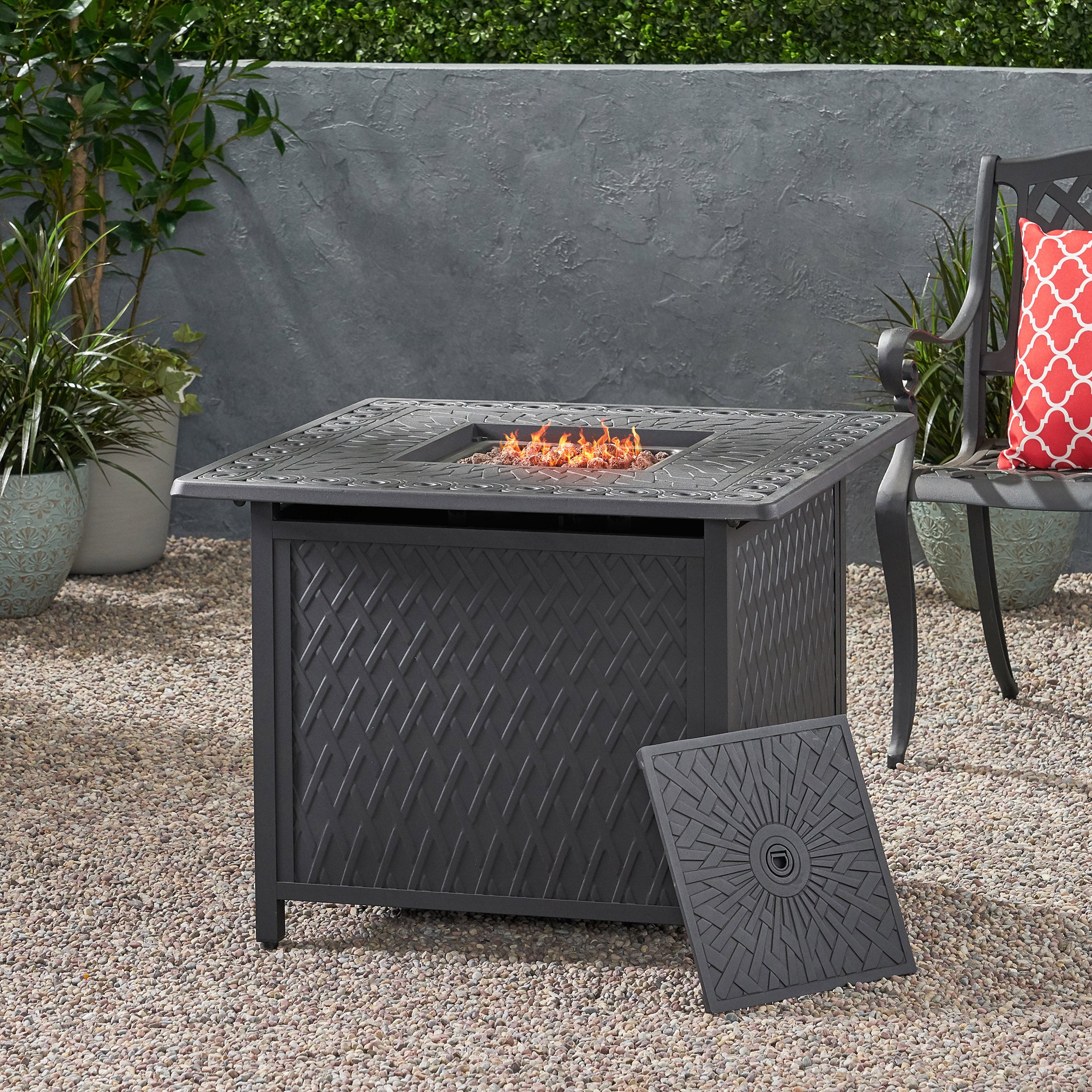 Weston Square Aluminum Propane Fire Pit – GDFStudio