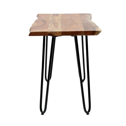 Bullard Modern Industrial Handmade Acacia Wood Dining Bench with Hairpin Legs, Natural and Black