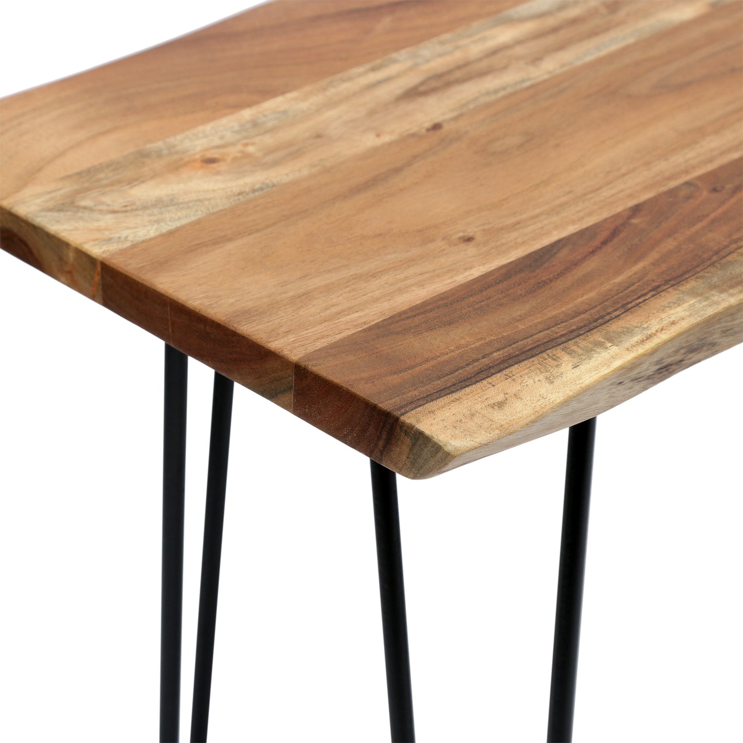 Bullard Modern Industrial Handmade Acacia Wood Dining Bench with Hairpin Legs, Natural and Black