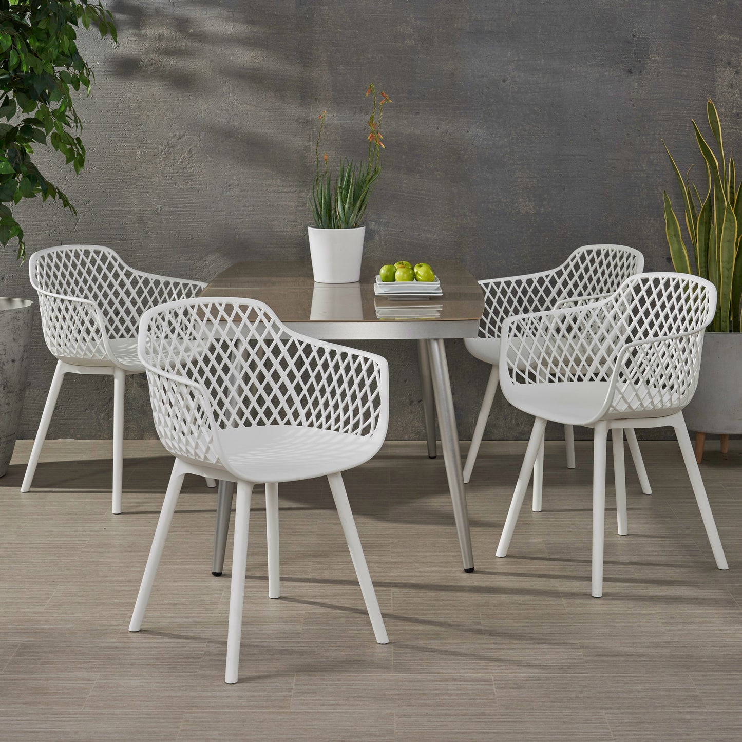 Tate Outdoor Modern Dining Chair (Set of 4)