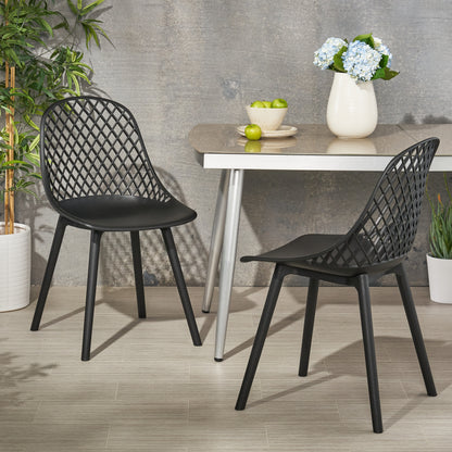 Lucy Outdoor Modern Dining Chair (Set of 2)