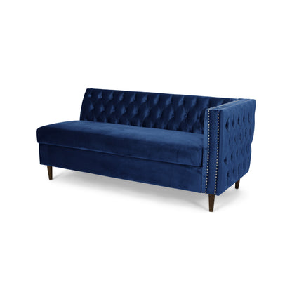 Jephthah Contemporary Tufted Velvet Sectional Sofa with Storage Chaise Lounge