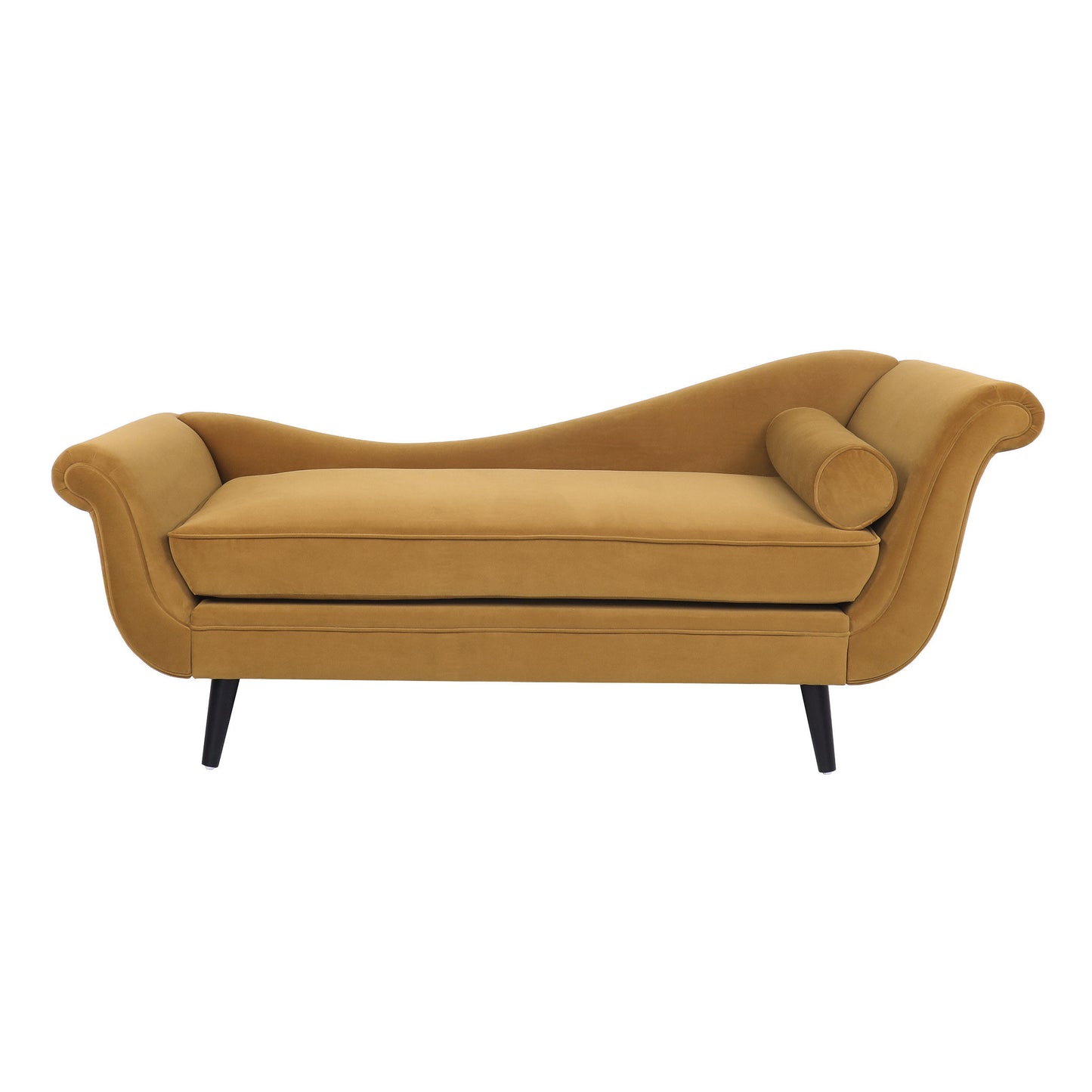 Jakyrah Contemporary Velvet Chaise Lounge with Scroll Arms