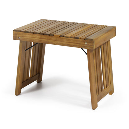Karyme Outdoor Acacia Wood Folding Side Table