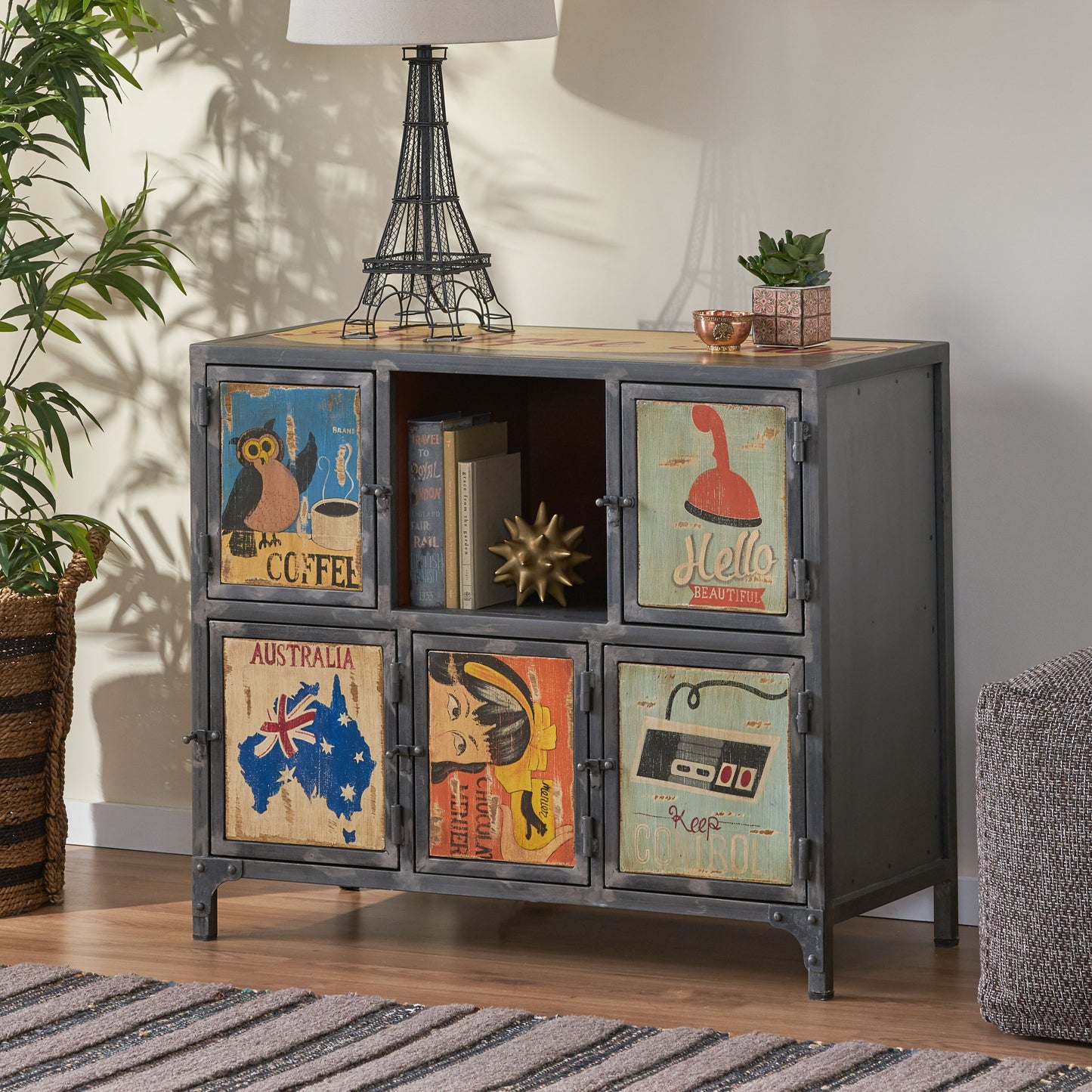 Marley Handcrafted Boho 6 Cubby Cabinet