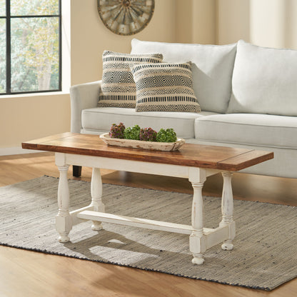 Floretta Handcrafted Rustic 2 Toned Mango Wood Coffee Table