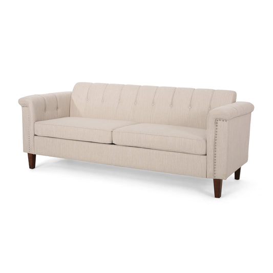 Shahmeer Contemporary Channel Stitch Fabric 3 Seater Sofa