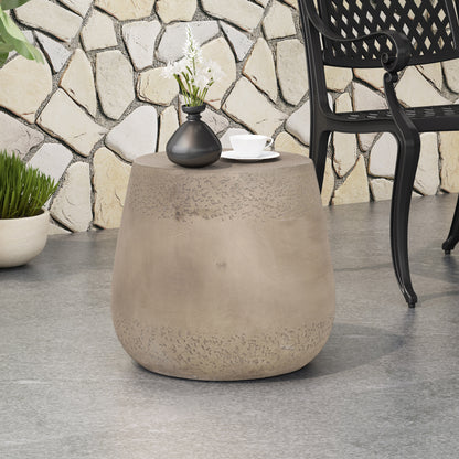 Emelie Outdoor Contemporary Lightweight Concrete Accent Side Table