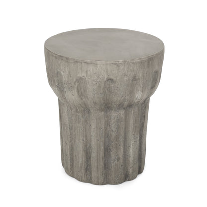 Carmello Outdoor Contemporary Lightweight Concrete Accent Side Table