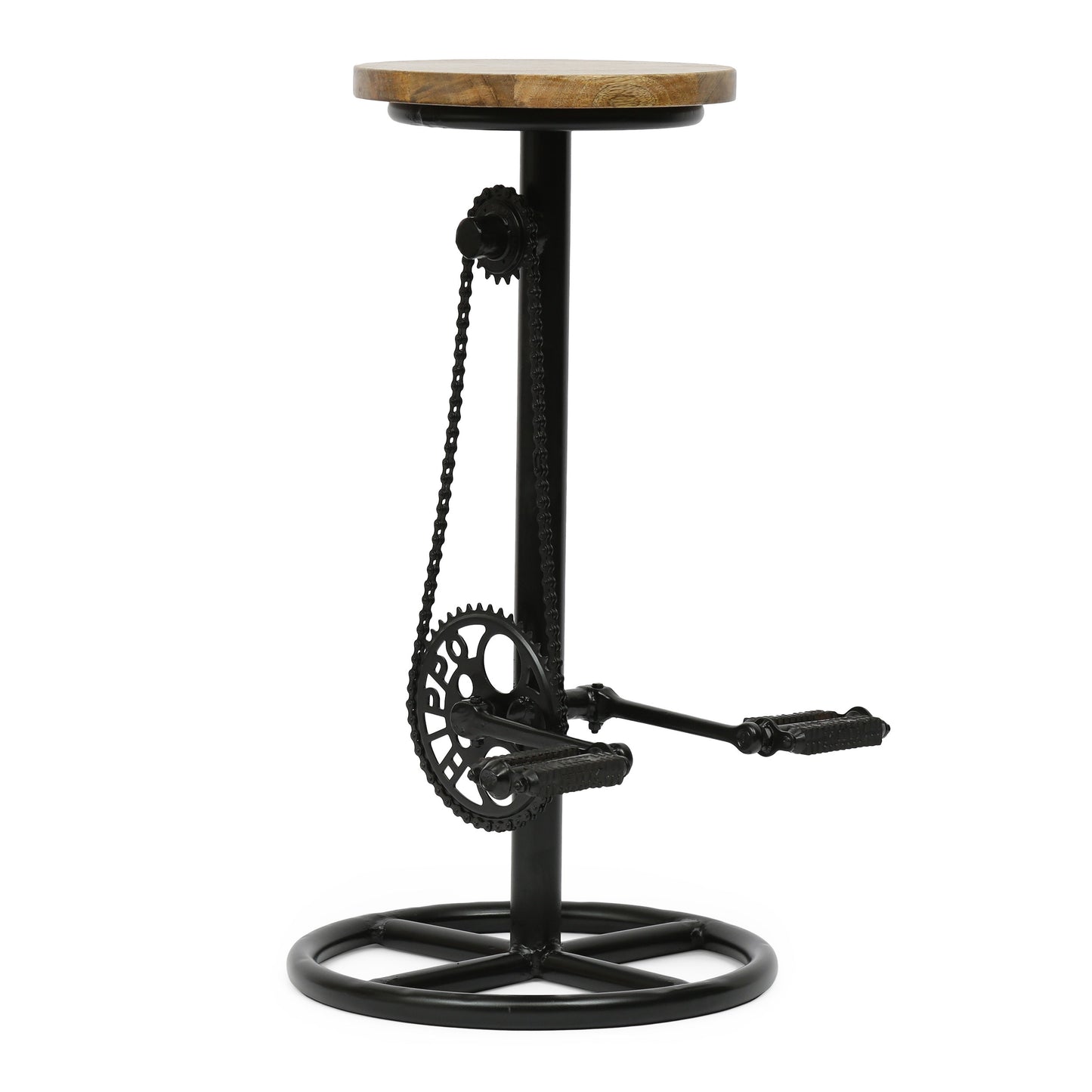 Lepley Industrial Handcrafted Mango Wood Pedal Barstool