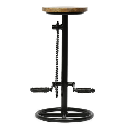 Lepley Industrial Handcrafted Mango Wood Pedal Barstool