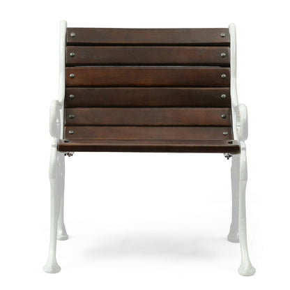 Taber Outdoor Handcrafted Mango Wood Chair, Rustic Brown and White