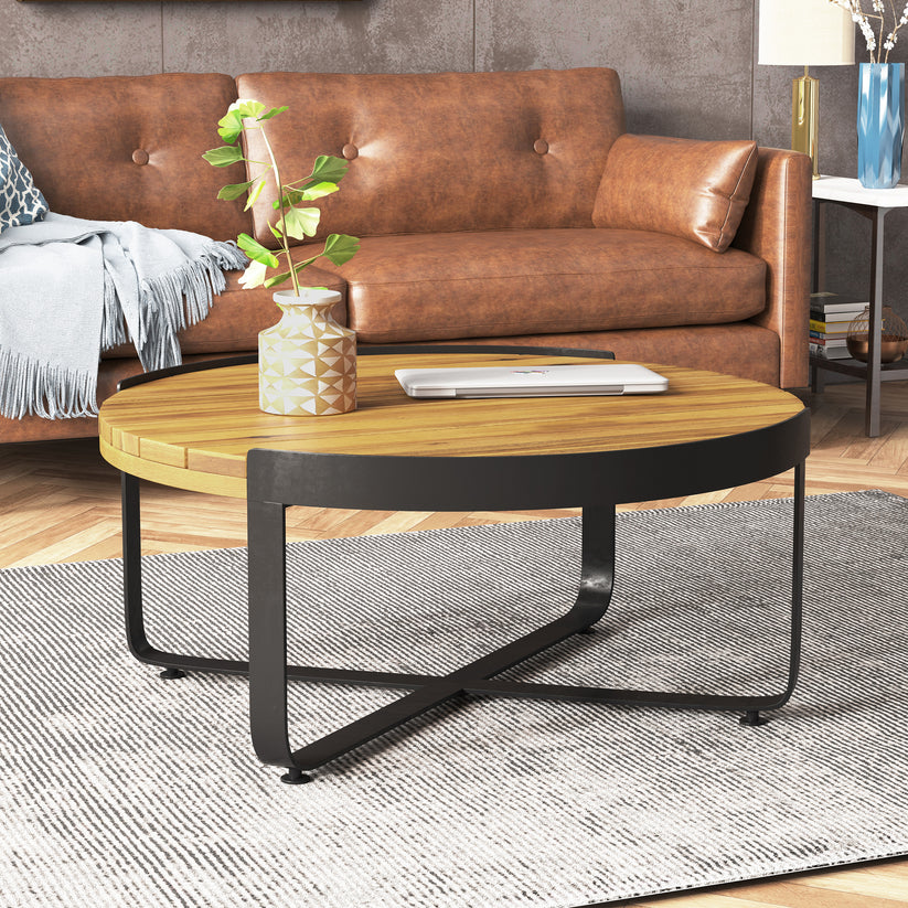 Aceston Outdoor Modern Industrial Acacia Wood Coffee Table – GDFStudio