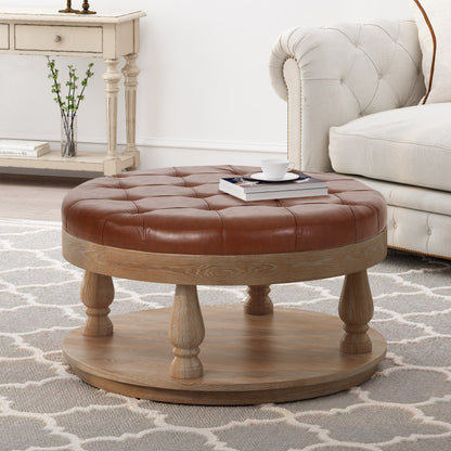 Andrue Contemporary Upholstered Round Ottoman