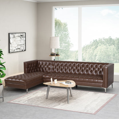 Camrose Contemporary Tufted 4 Seater Chaise Lounge Sectional Sofa