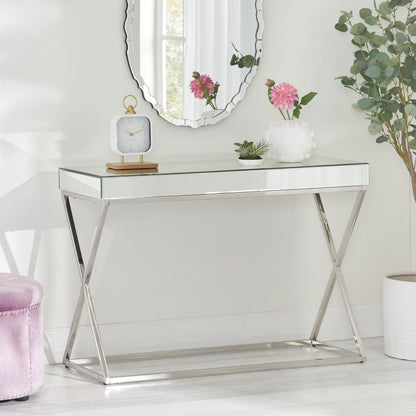 Modesta Modern Glam Console Table with Mirror Tabletop