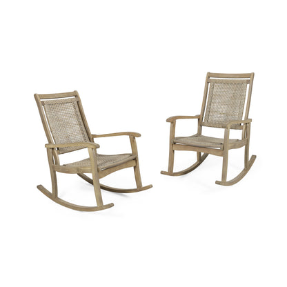 Dory Outdoor Rustic Wicker Rocking Chairs (Set of 2)