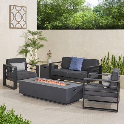 Gadd Outdoor Aluminum 4 Seater Chat Set with Fire Pit